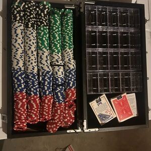 Poker Chip Set with Case - Black, Red, Blue, Green